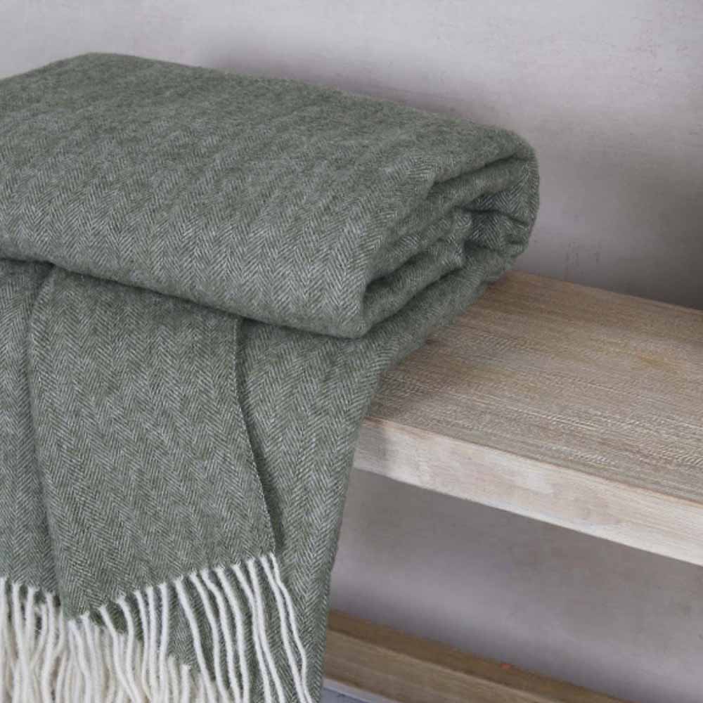 Pure Wool Throw - Olive Wool Throw