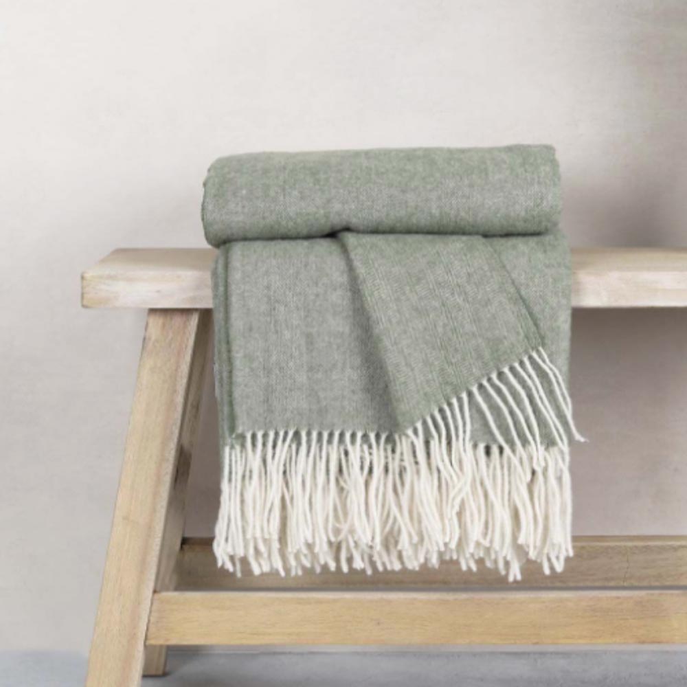 Pure Wool Throw - Olive Wool Throw