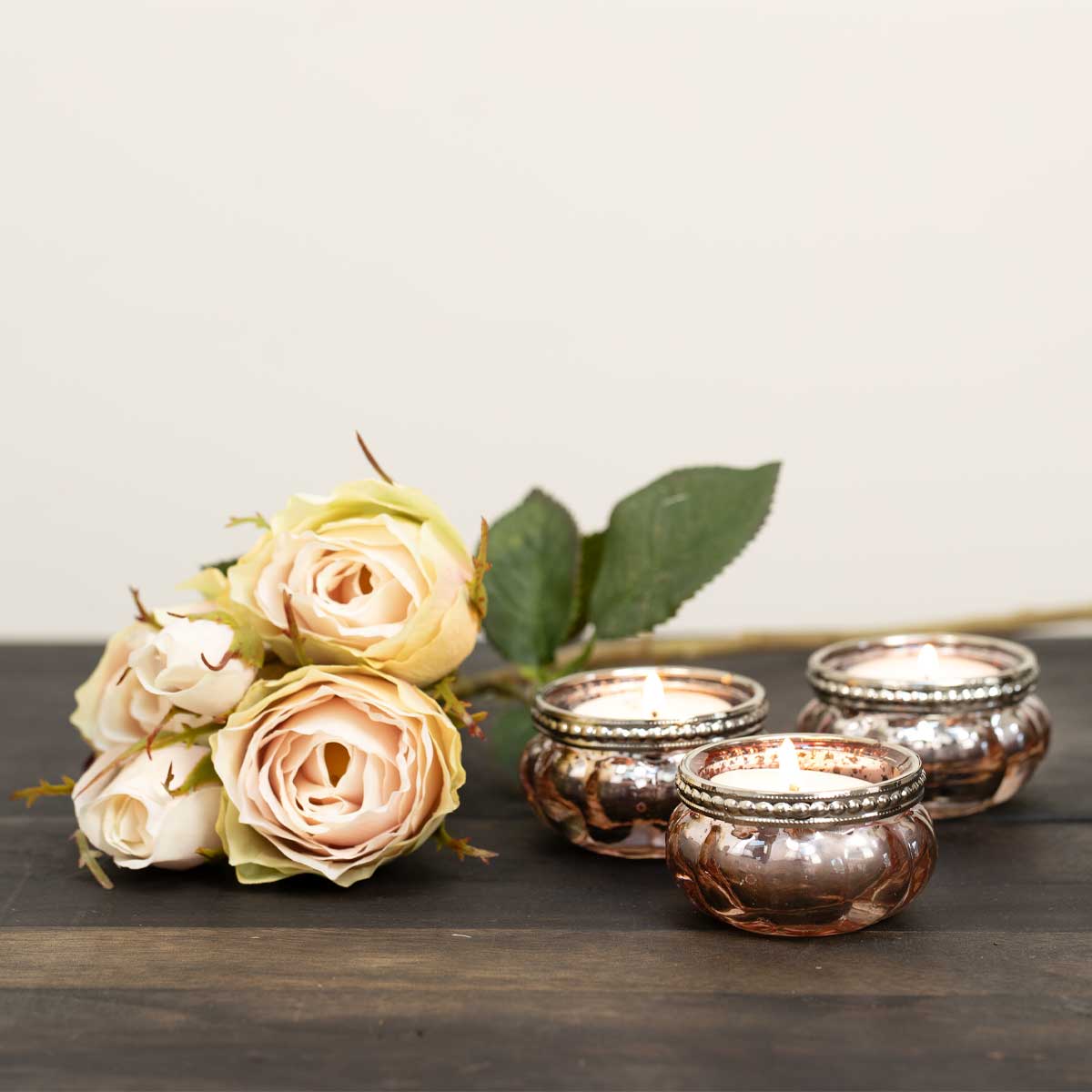 Queen Ann Glass Tealight Holder - Rose