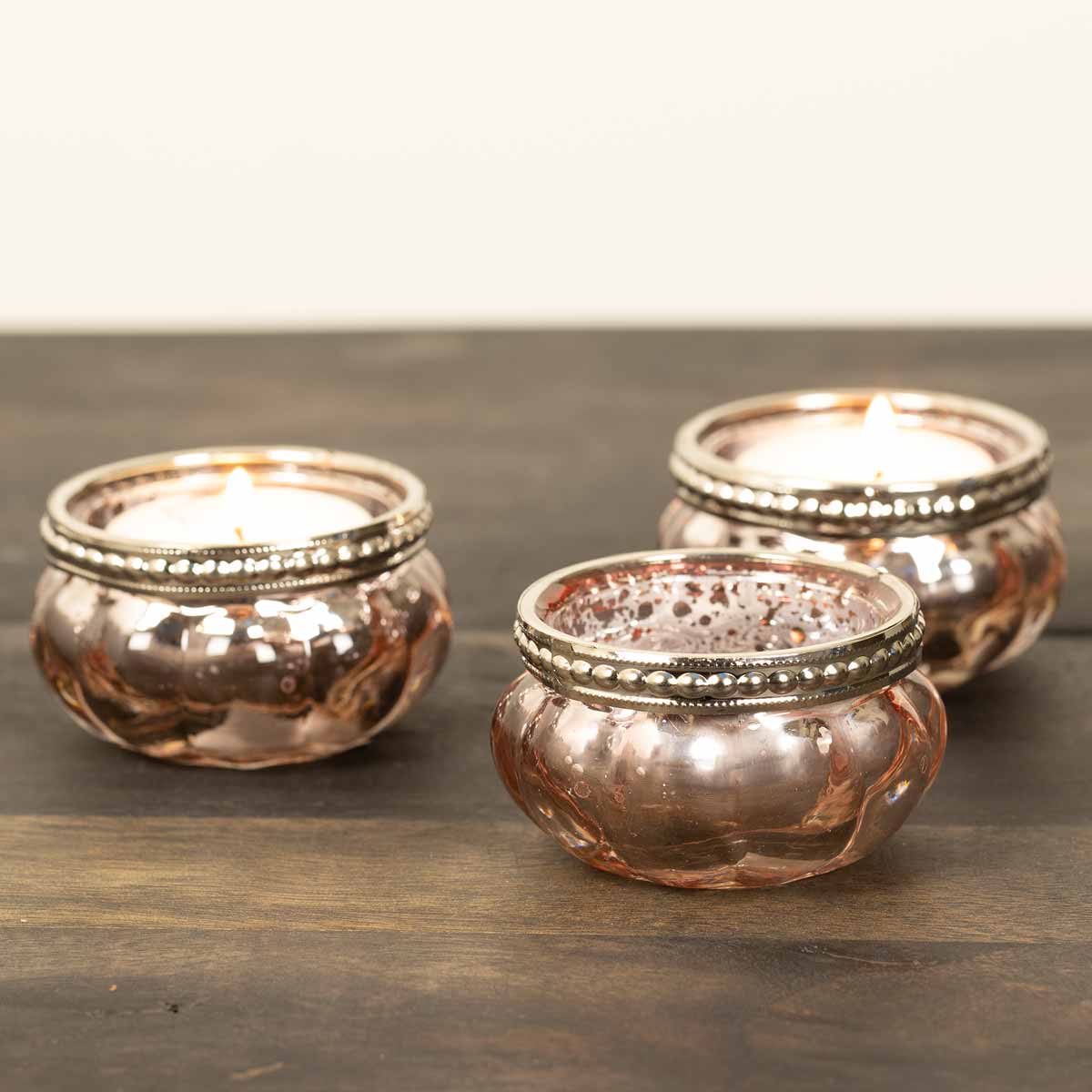 Queen Ann Glass Tealight Holder - Rose