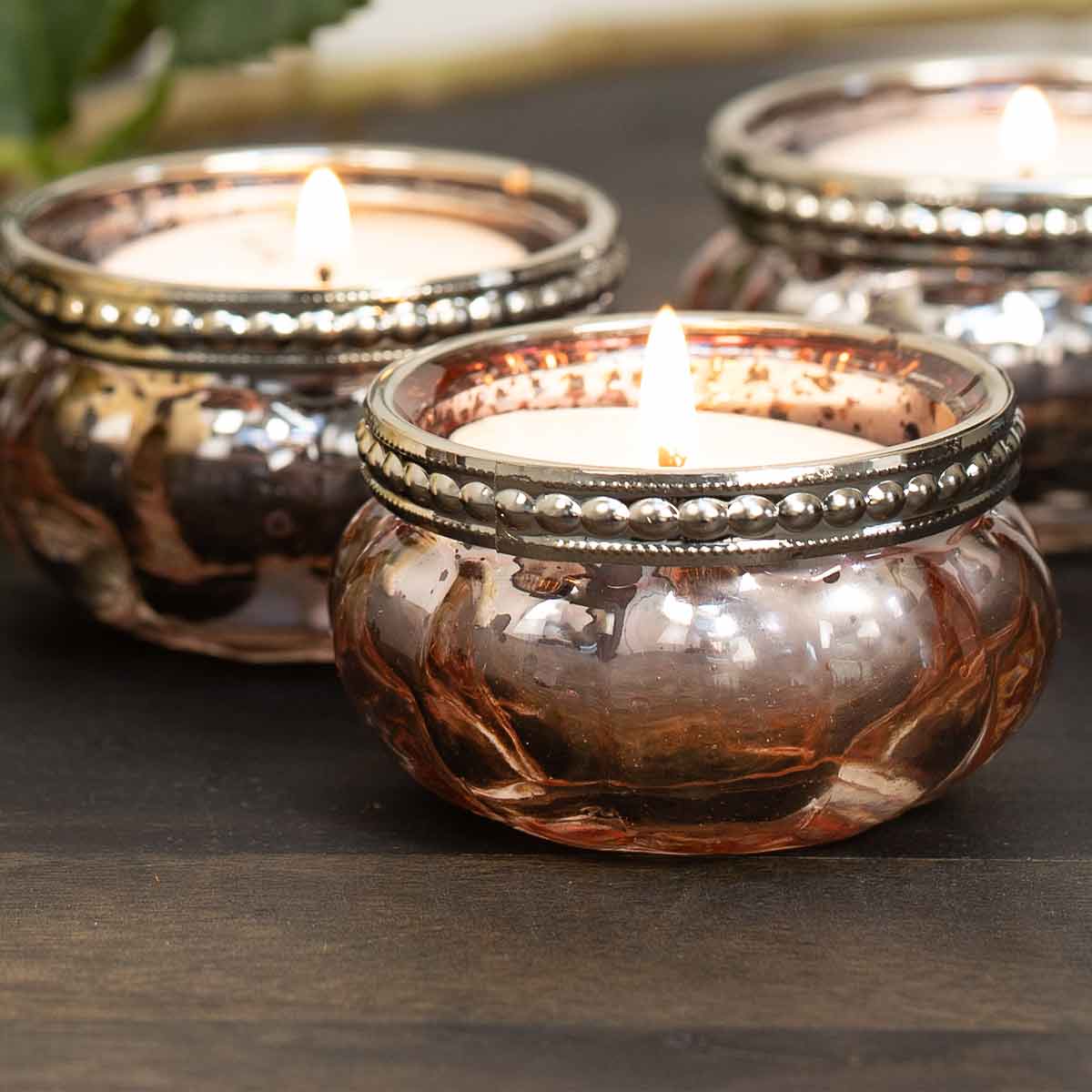 Queen Ann Glass Tealight Holder - Rose