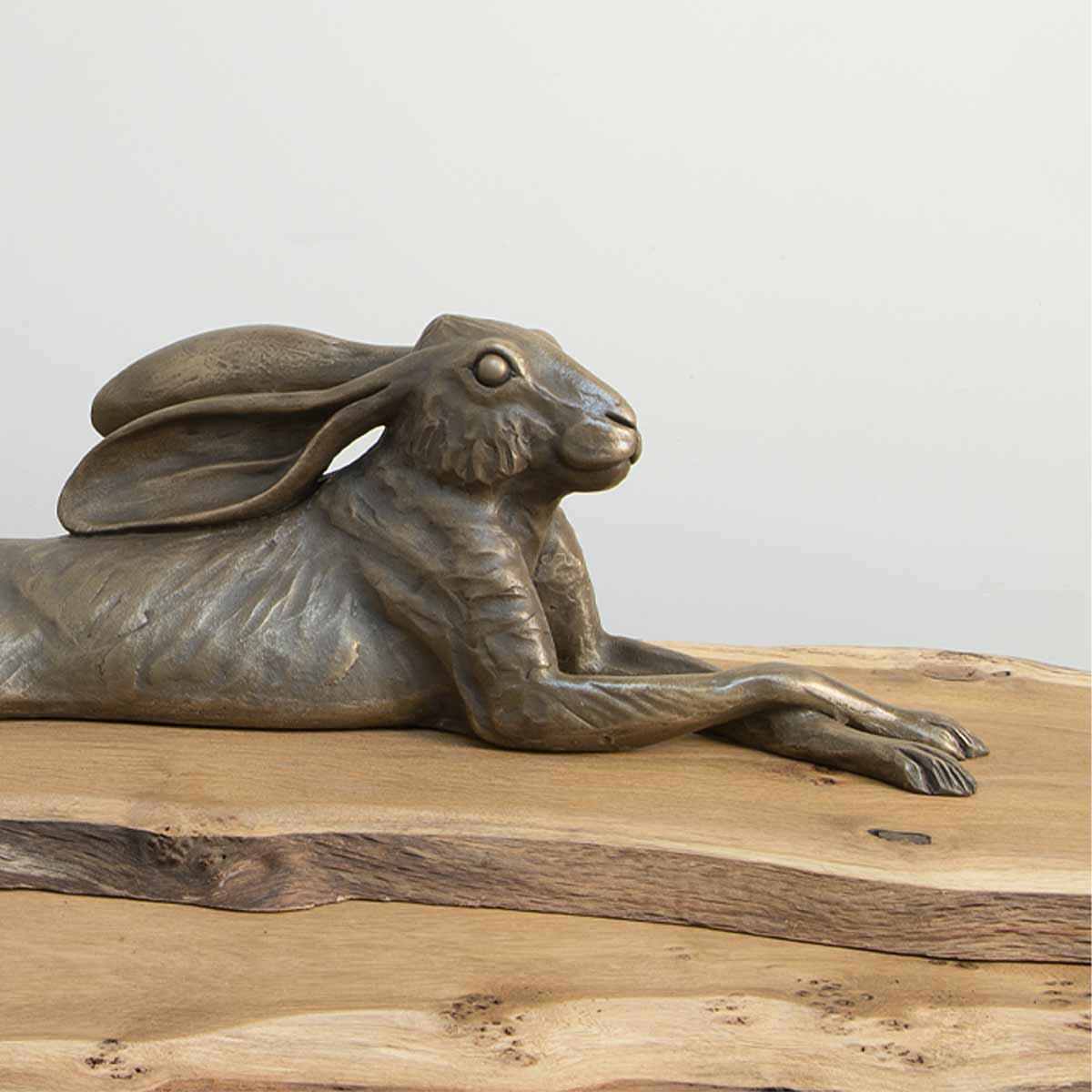 Reclining Hare Bronze Resin