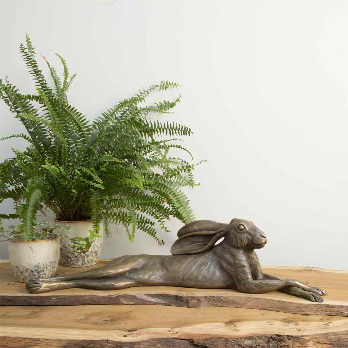 Reclining Hare Bronze Resin