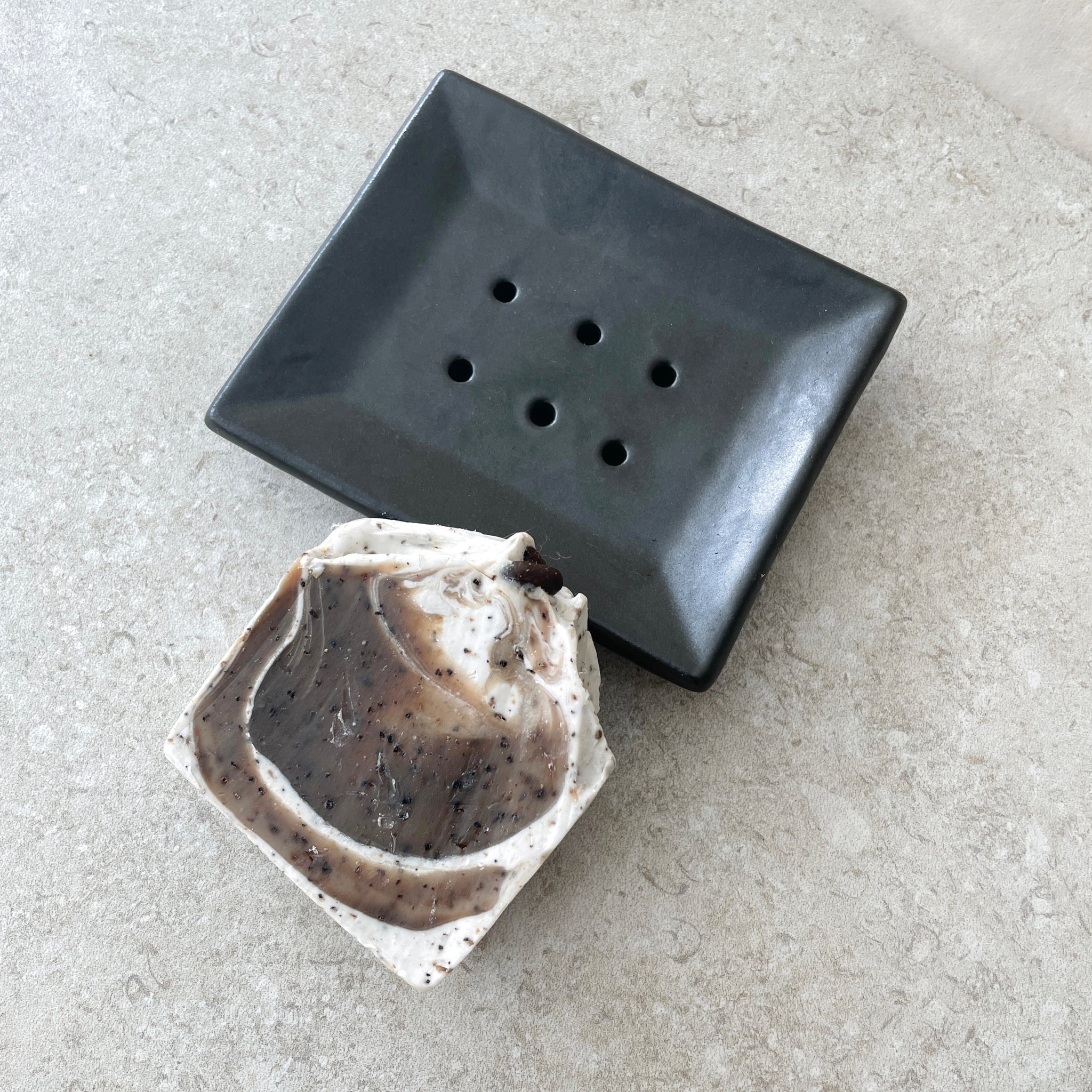 Rectangular Soap Dish - Charcoal Brown - Handmade Stoneware