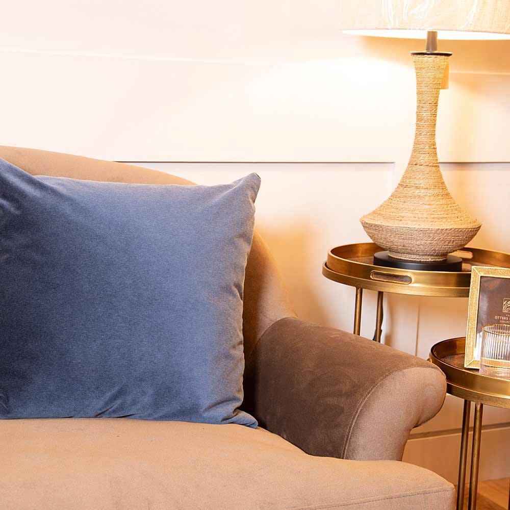 Richelle Blue Velvet Cushion - Large Square