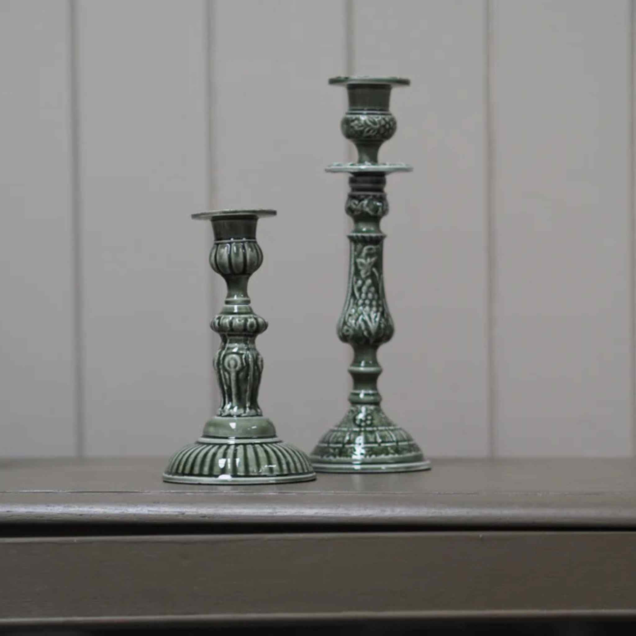 Riva Enamel Candlestick - Forest