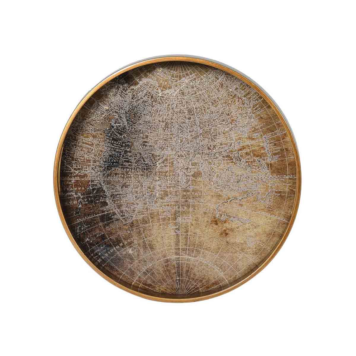 Round World Map Tray