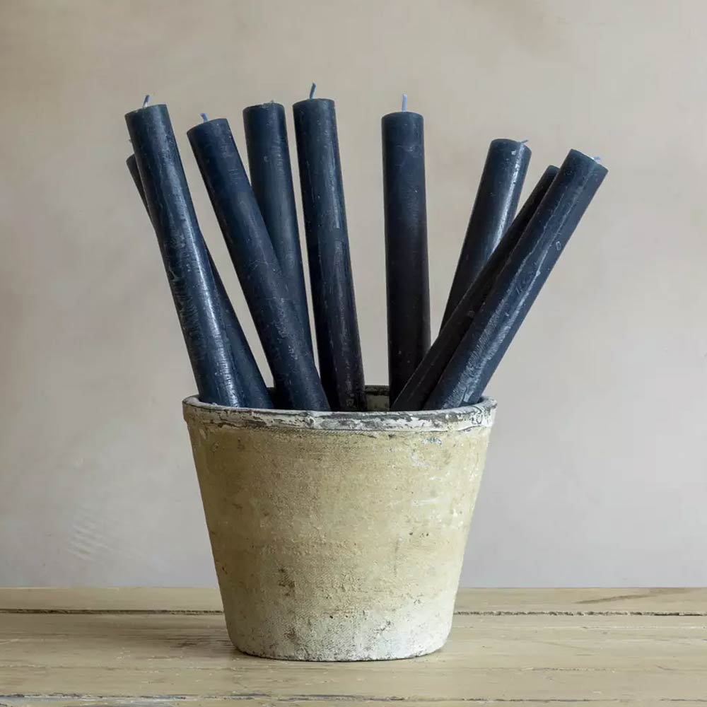 Rustic Dinner Candle - Inky Blue