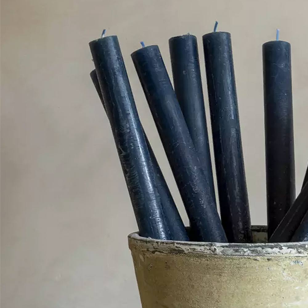 Rustic Dinner Candle - Inky Blue