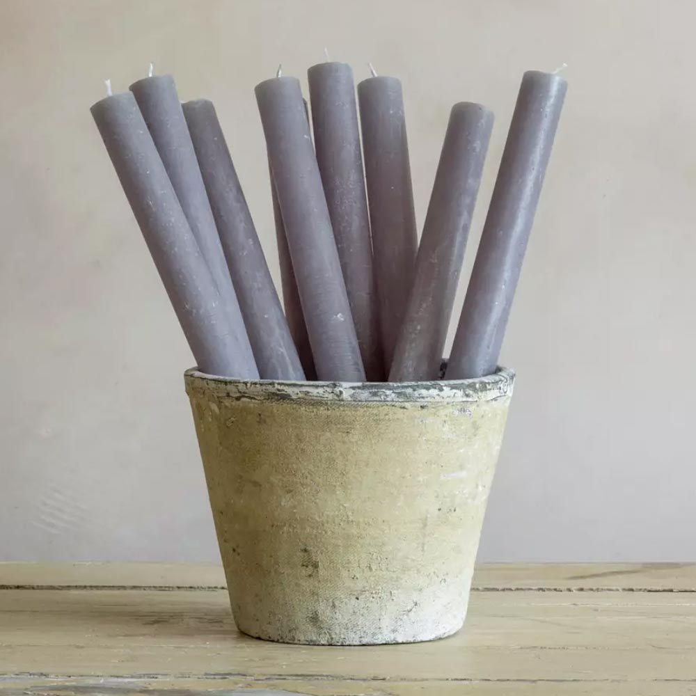 Rustic Dinner Candle - Light Grey