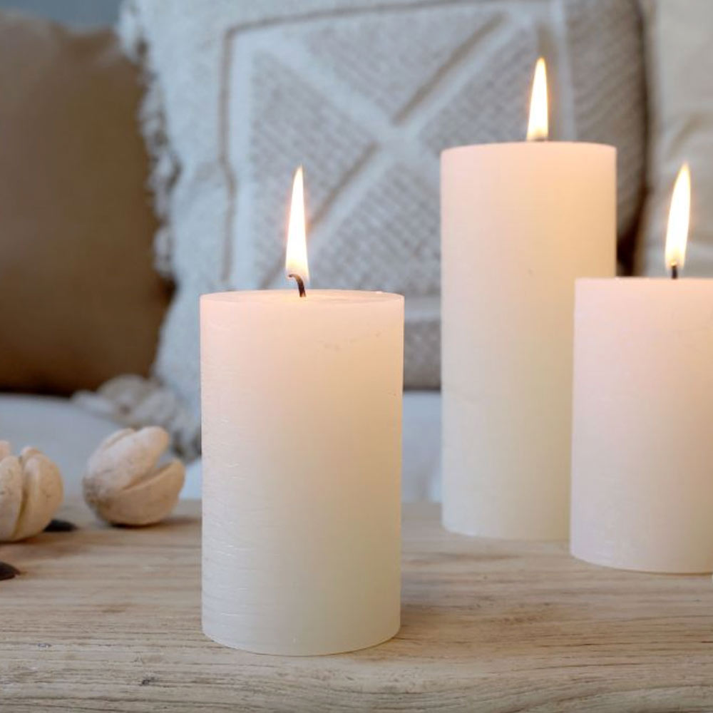 Rustic Pillar Candle - Cream