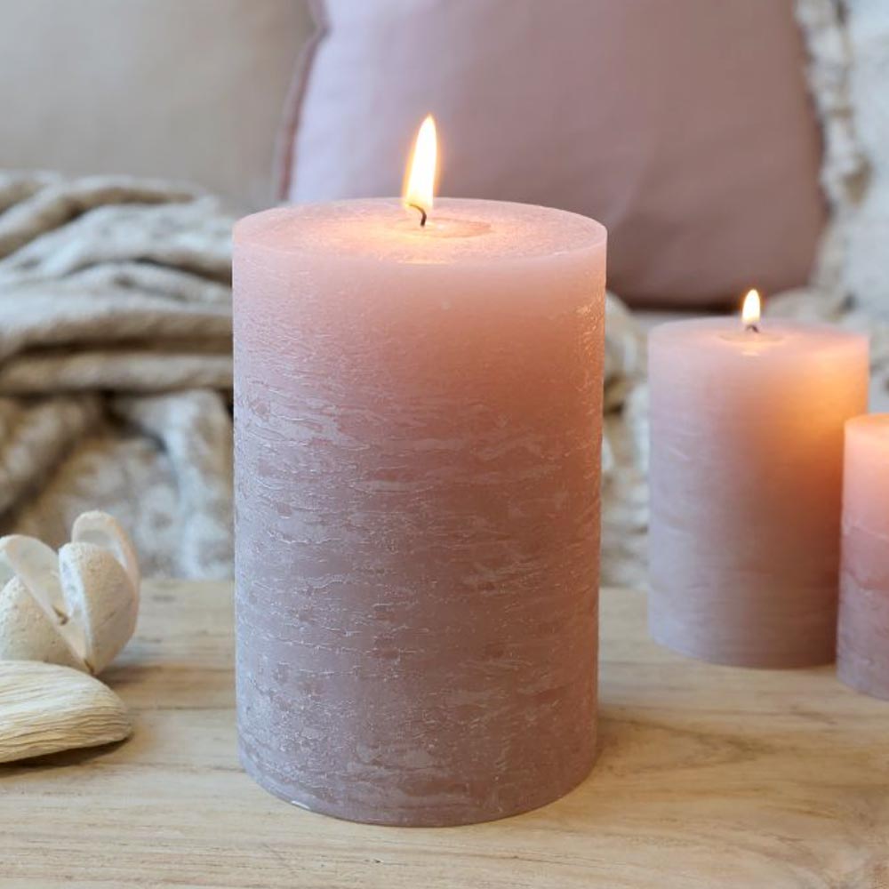 Rustic Pillar Candle - Dusty Rose