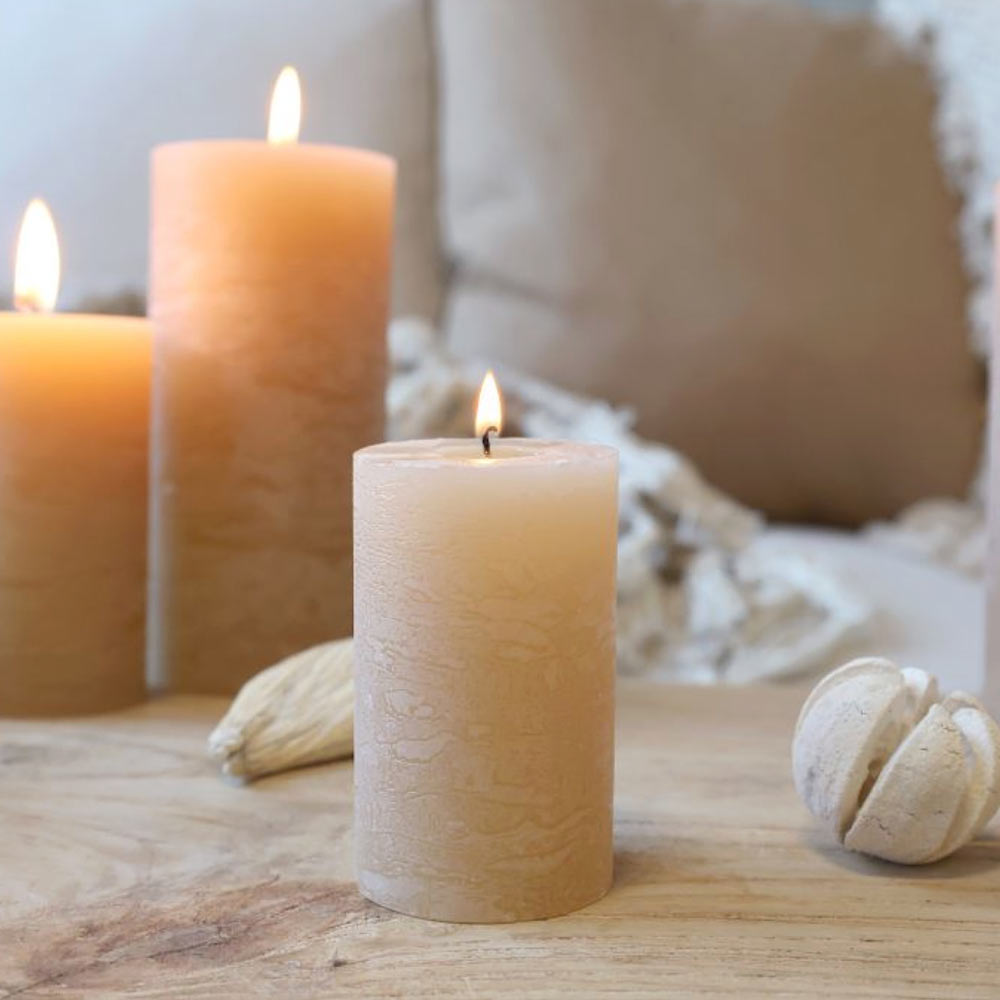 Rustic Pillar Candle - Honey