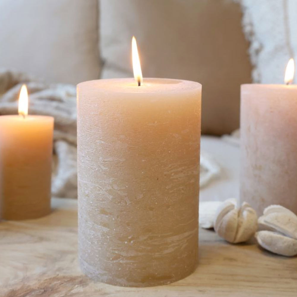 Rustic Pillar Candle - Honey
