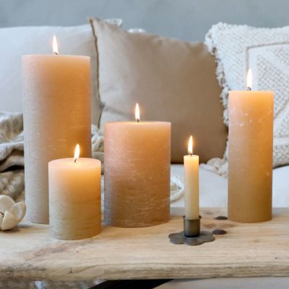 Rustic Pillar Candle - Honey