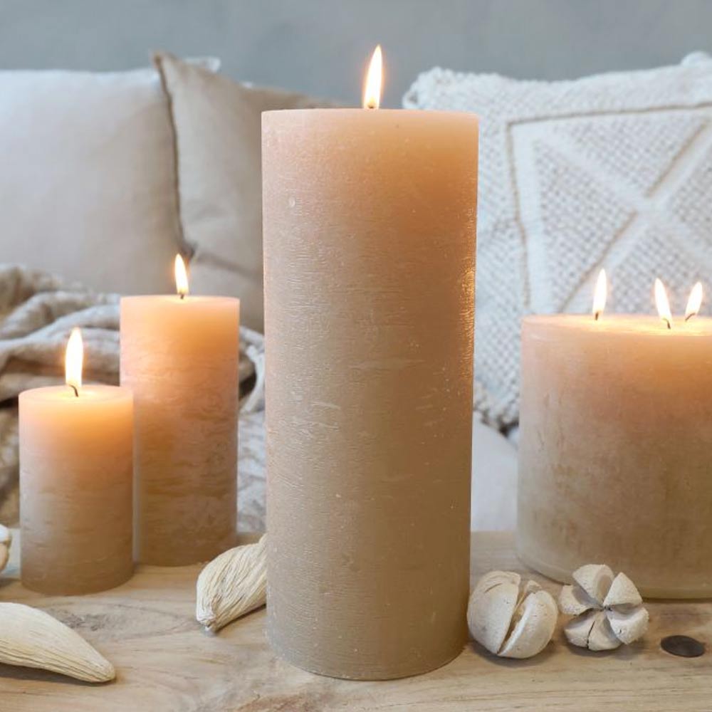 Rustic Pillar Candle - Honey