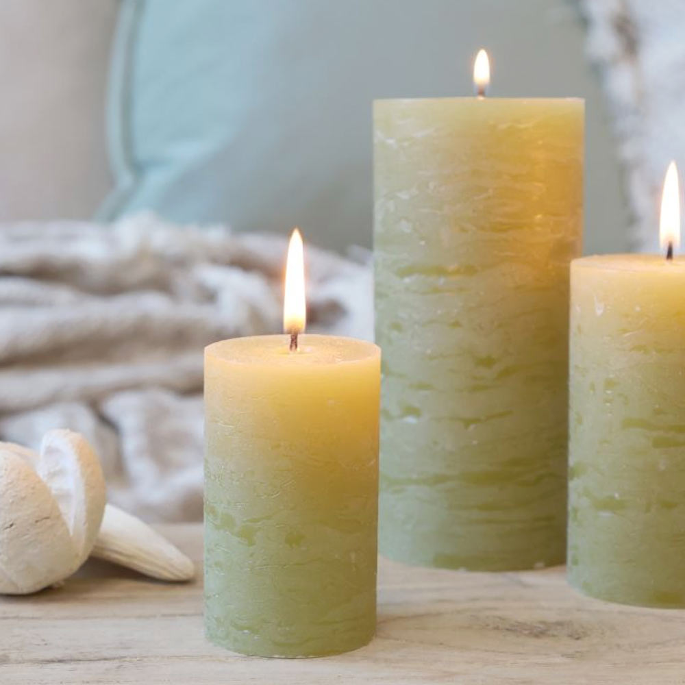 Rustic Pillar Candle - Moss