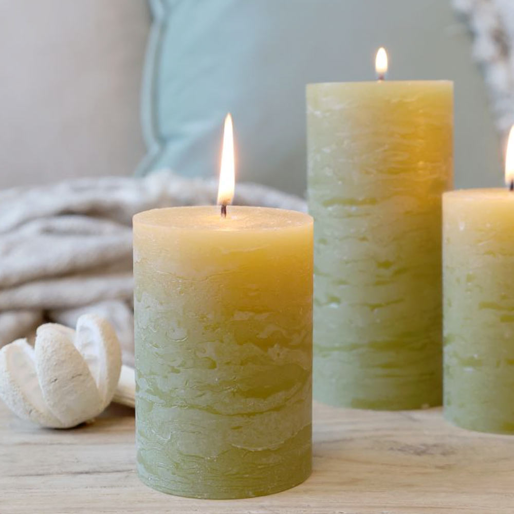 Rustic Pillar Candle - Moss