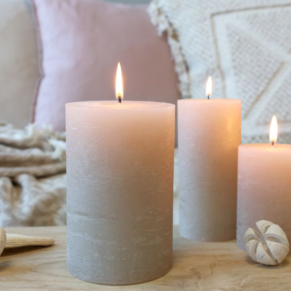 Rustic Pillar Candle - Nude