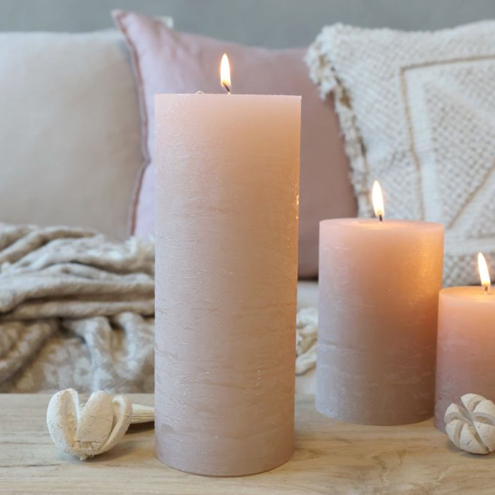 Rustic Pillar Candle - Nude
