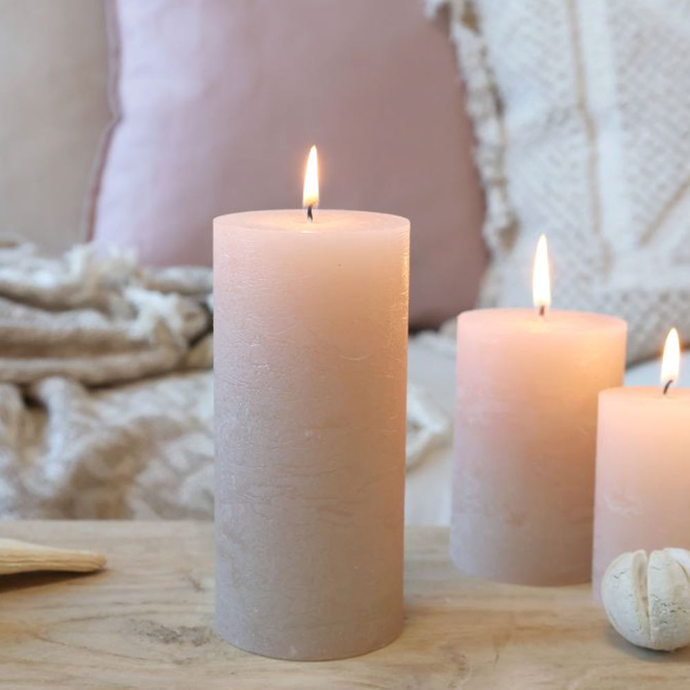 Rustic Pillar Candle - Nude