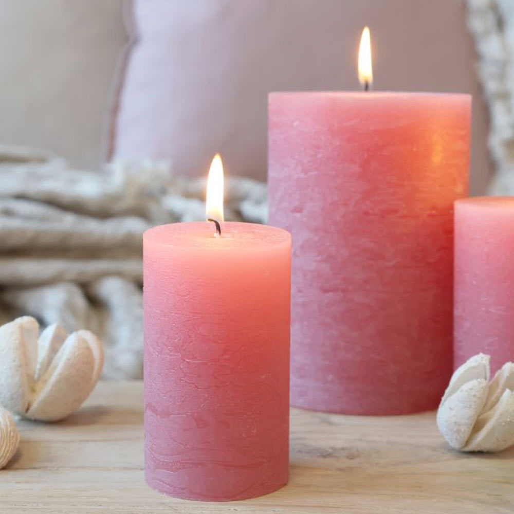 Rustic Pillar Candle - Raspberry