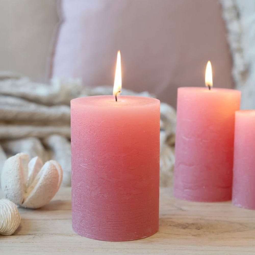 Rustic Pillar Candle - Raspberry
