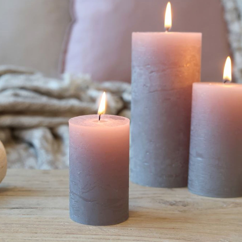 Rustic Pillar Candle - Taupe