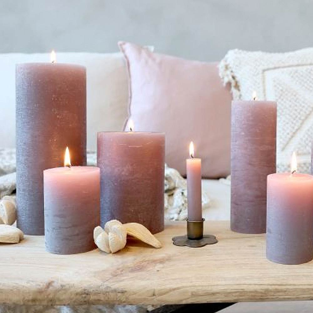 Rustic Pillar Candle - Taupe
