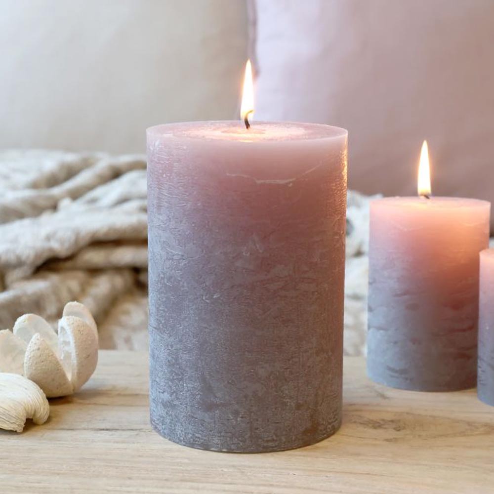 Rustic Pillar Candle - Taupe