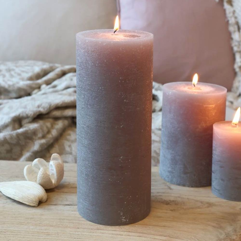 Rustic Pillar Candle - Taupe