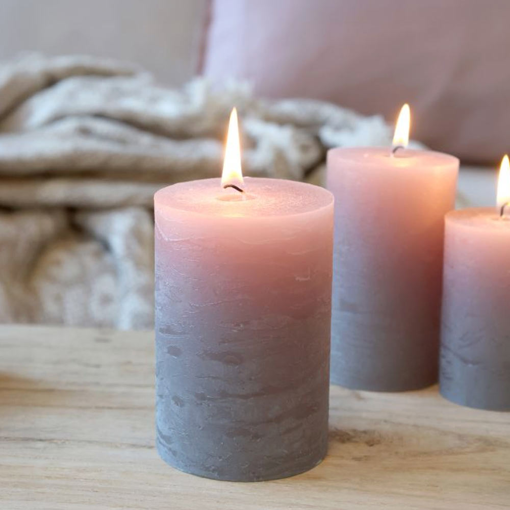 Rustic Pillar Candle - Taupe