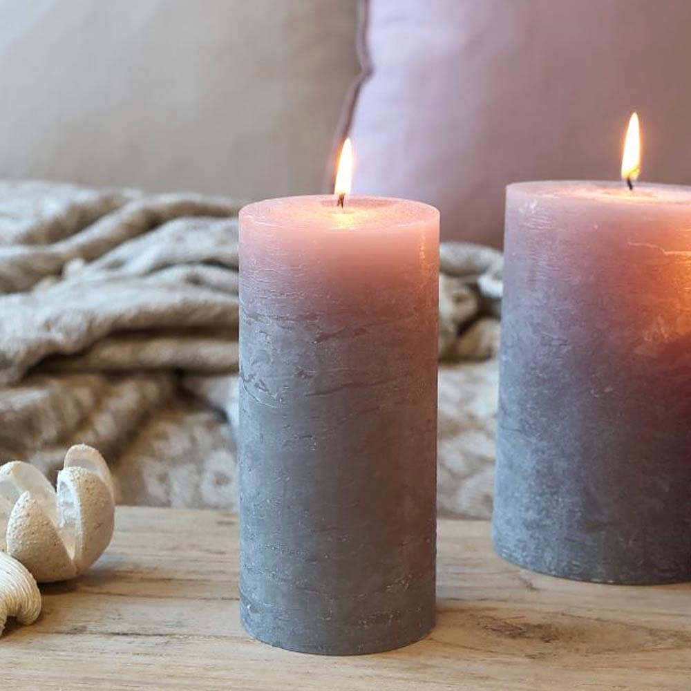 Rustic Pillar Candle - Taupe