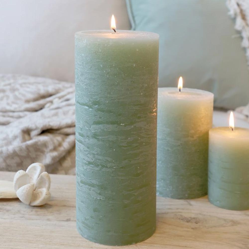 Rustic Pillar Candle - Verte