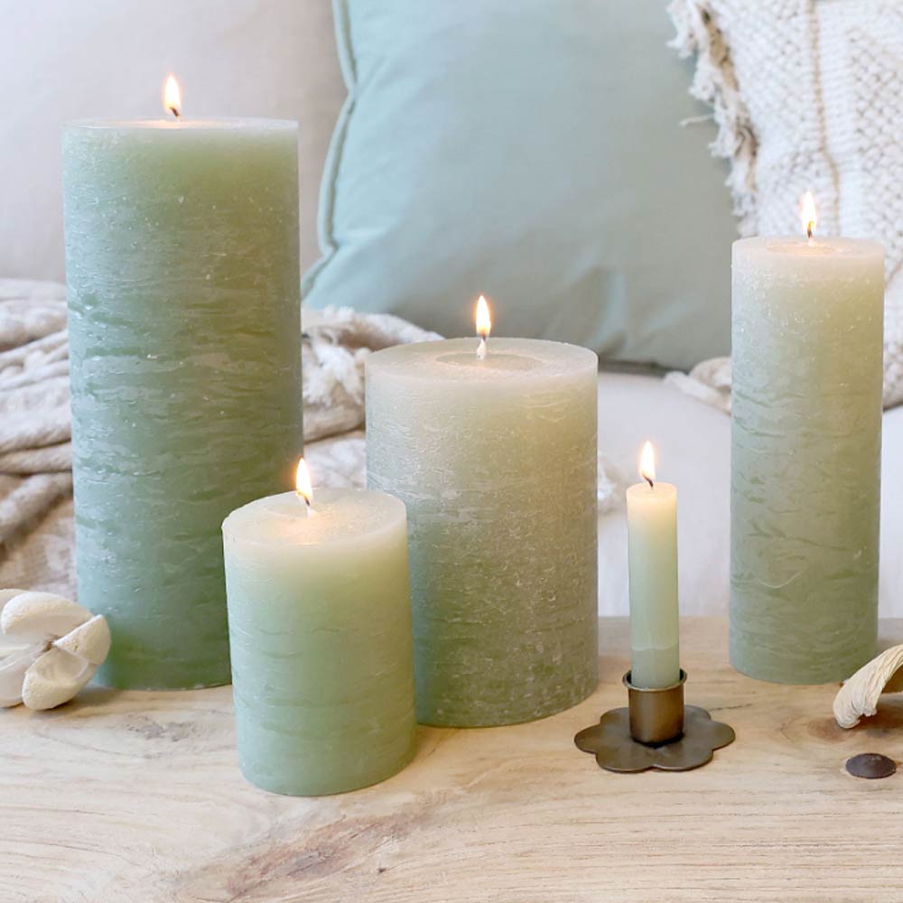 Rustic Pillar Candle - Verte