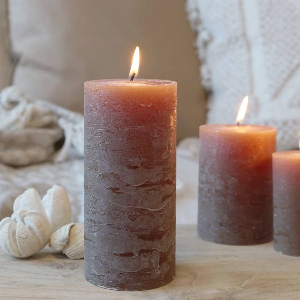 Rustic Pillar Candle - Walnut