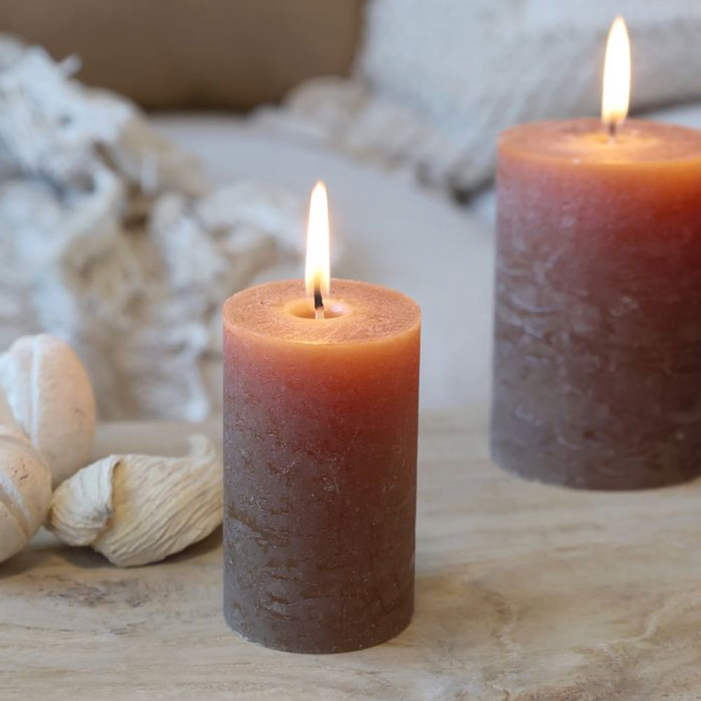 Rustic Pillar Candle - Walnut