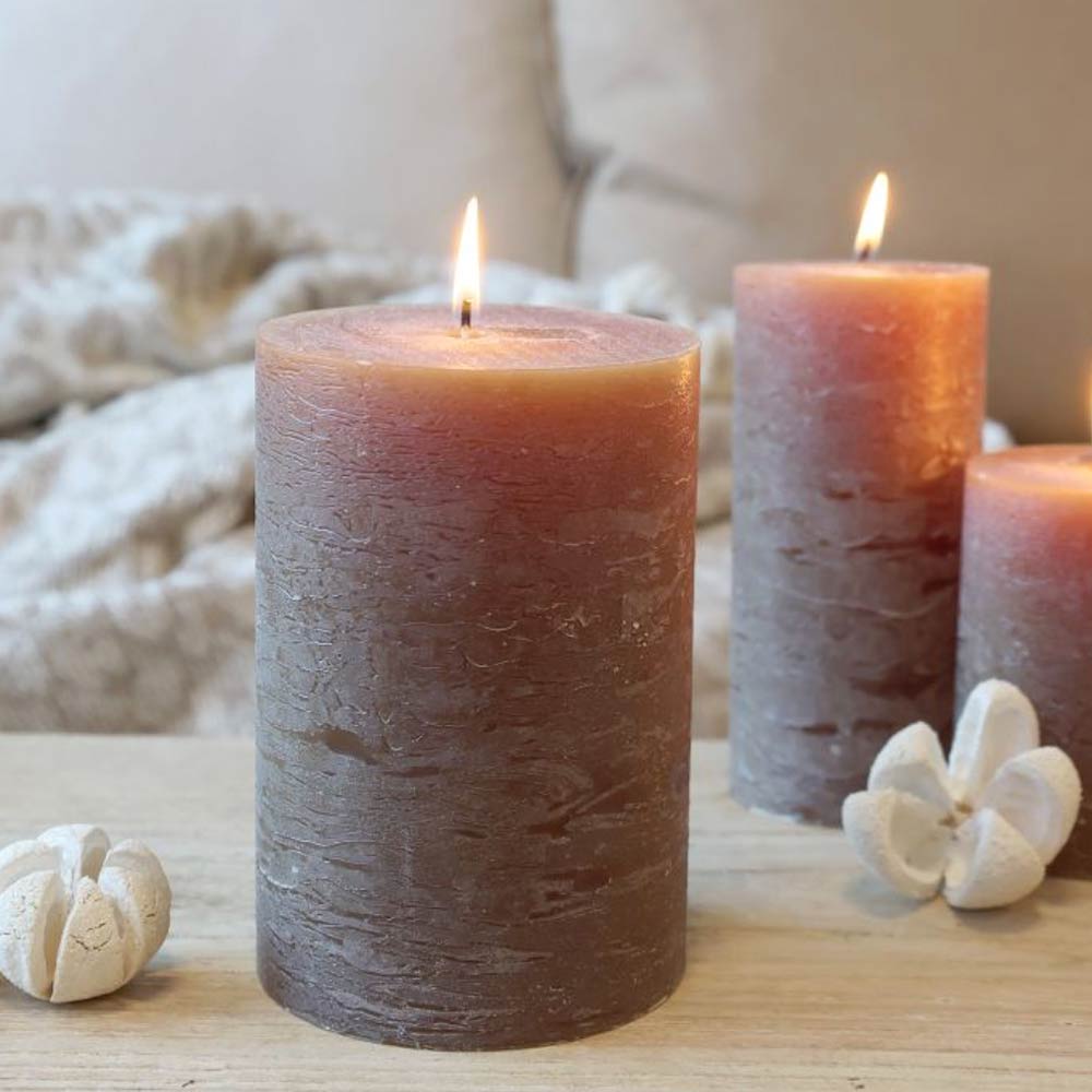 Rustic Pillar Candle - Walnut