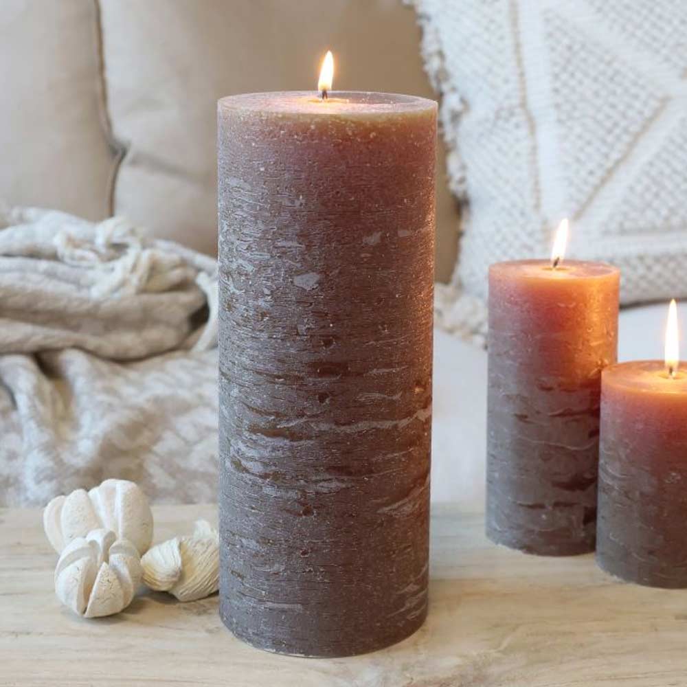 Rustic Pillar Candle - Walnut