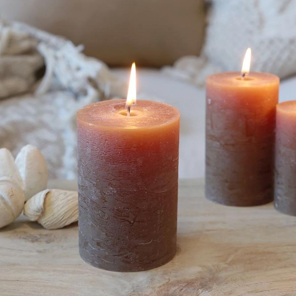 Rustic Pillar Candle - Walnut