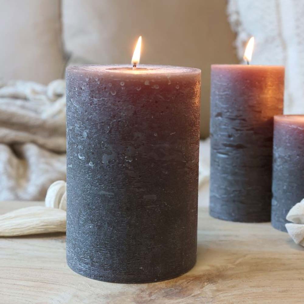 Rustic Pillar Candle - Coffee