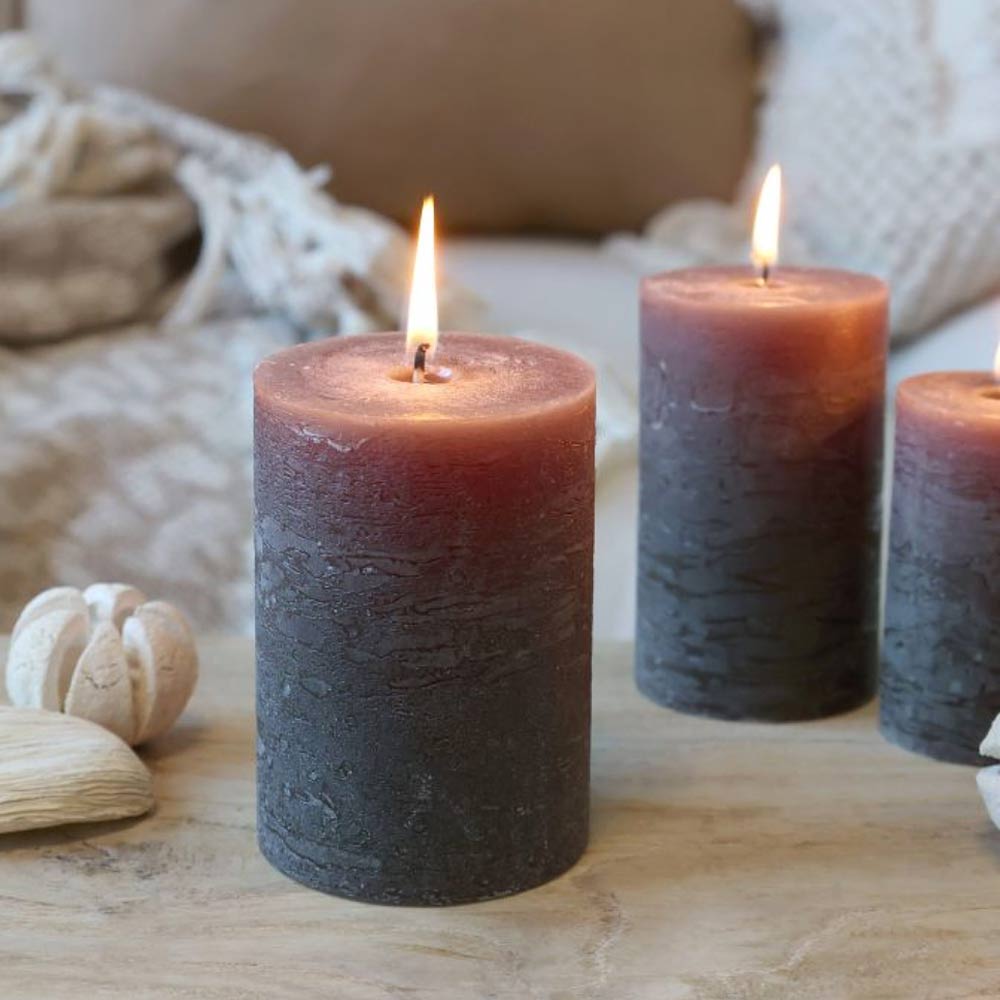 Rustic Pillar Candle - Coffee