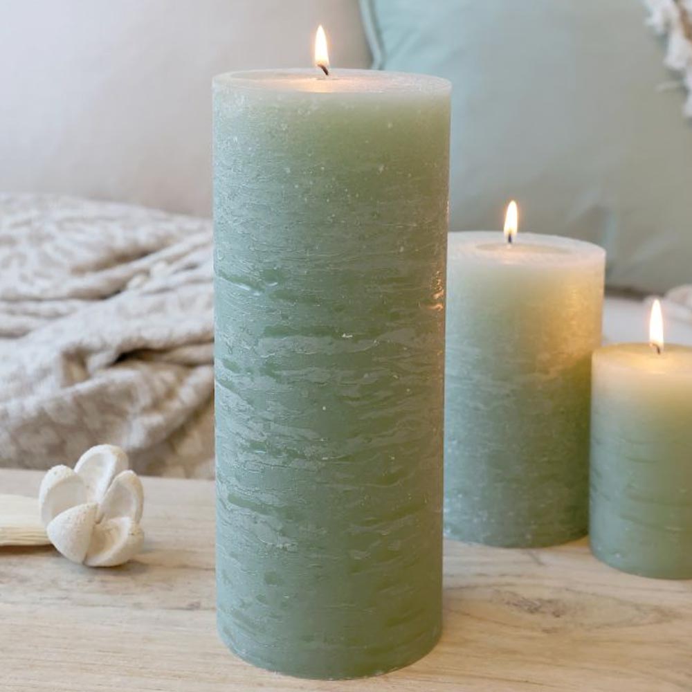 Rustic Pillar Candle - Verte