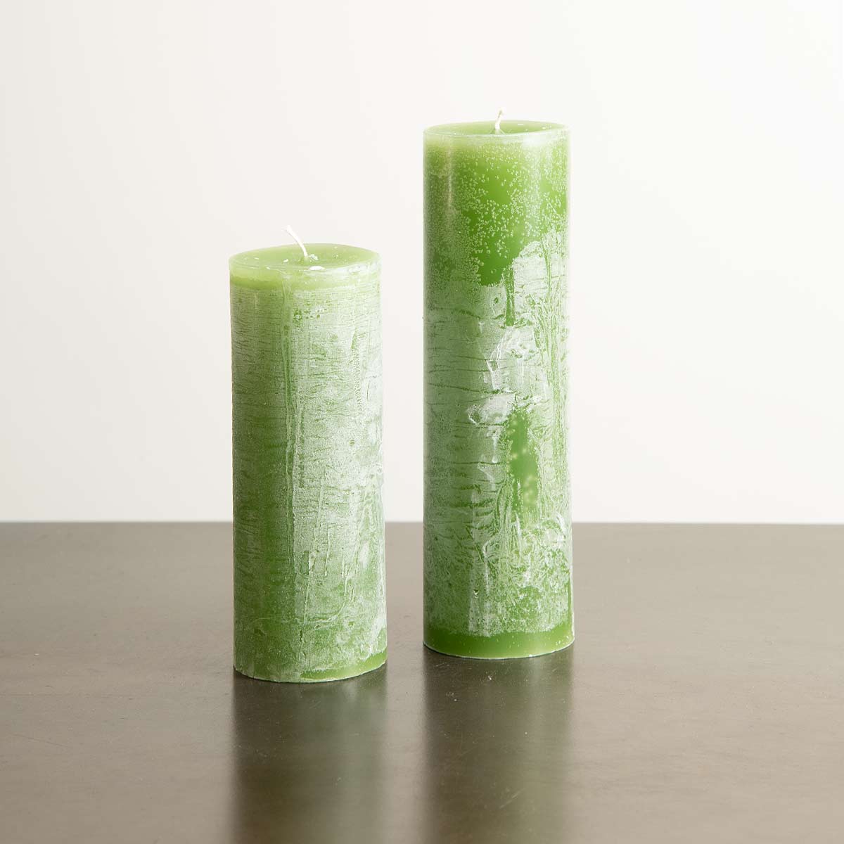 Rustic Pillar Candle - Leaf Green - Two sizes