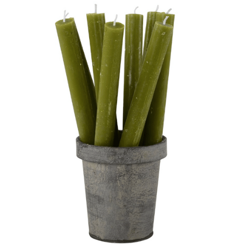 Rustic Dinner Candle - Fern Green