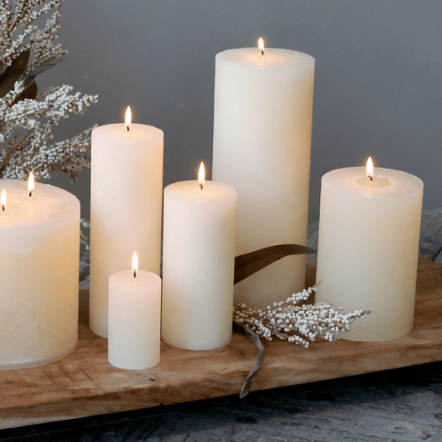 Rustic Pillar Candle - Cream