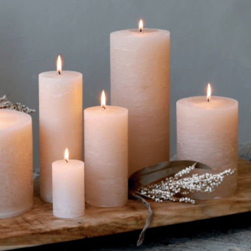 Rustic Pillar Candle - Nude