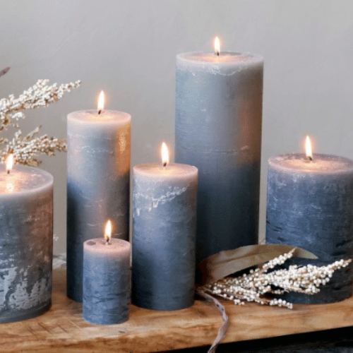 Rustic Pillar Candle - Stone