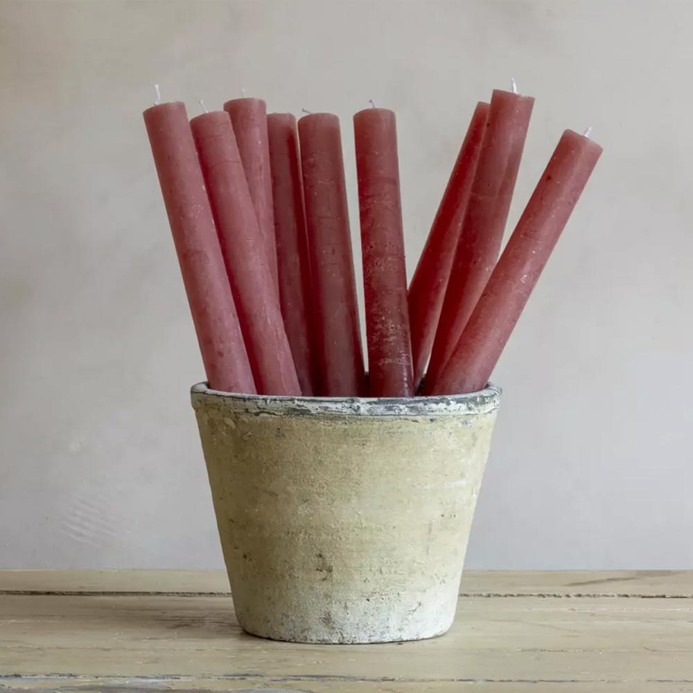 Rustic Dinner Candle - Dusky Pink in a pot