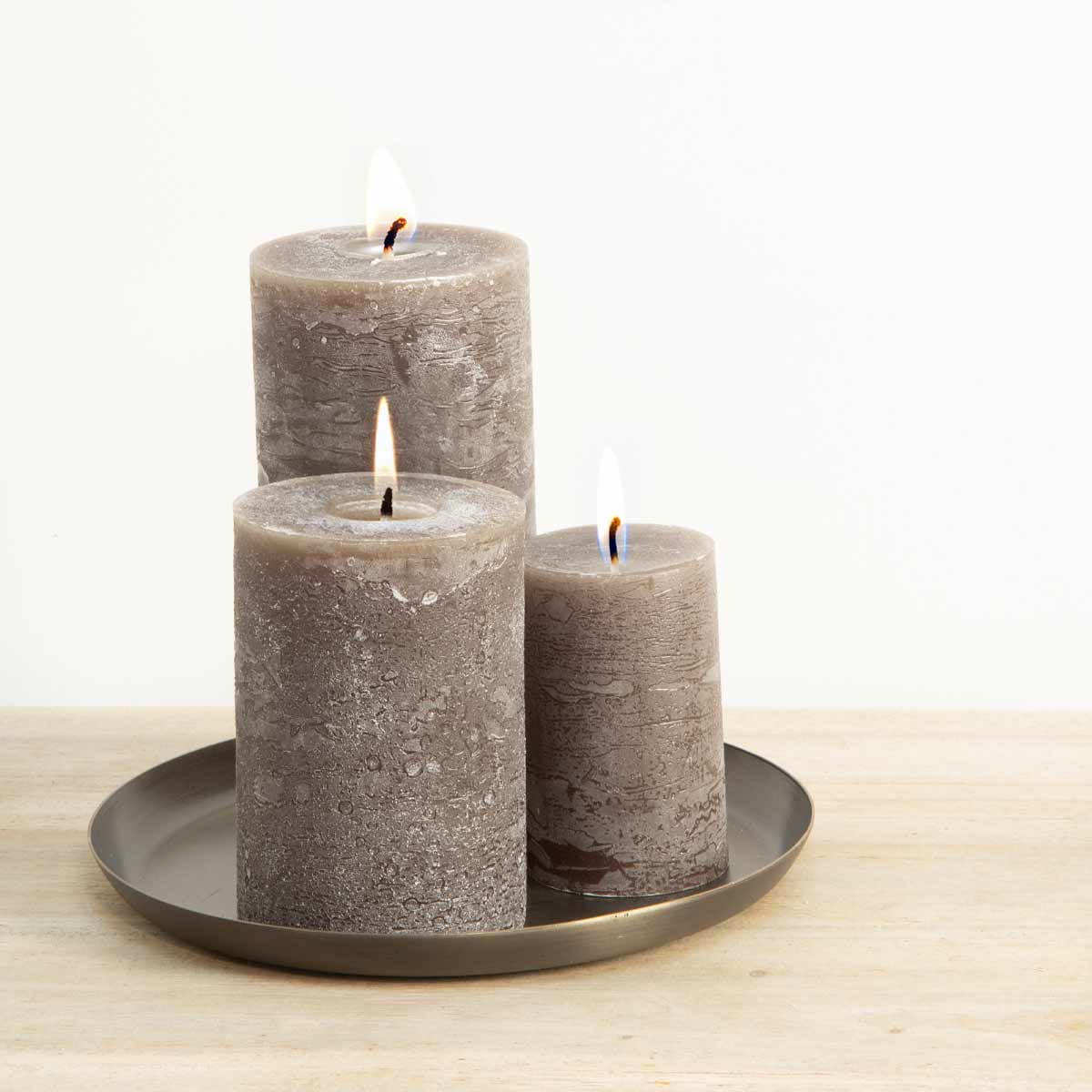 Rustic Pillar Candle - Coffee